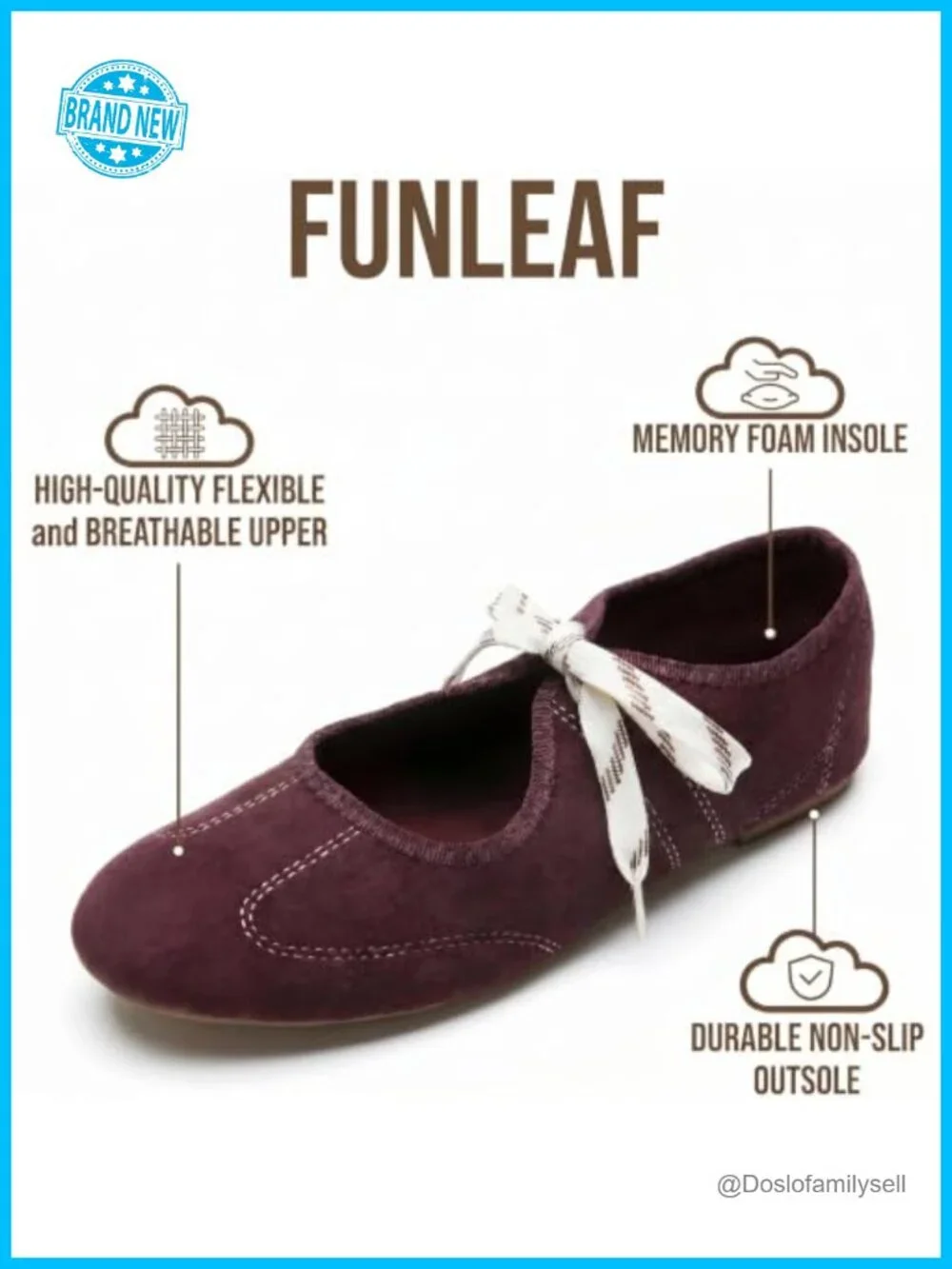 Women's Mary Jane Ballet Flats Faux Suede Memory Foam Non-Slip